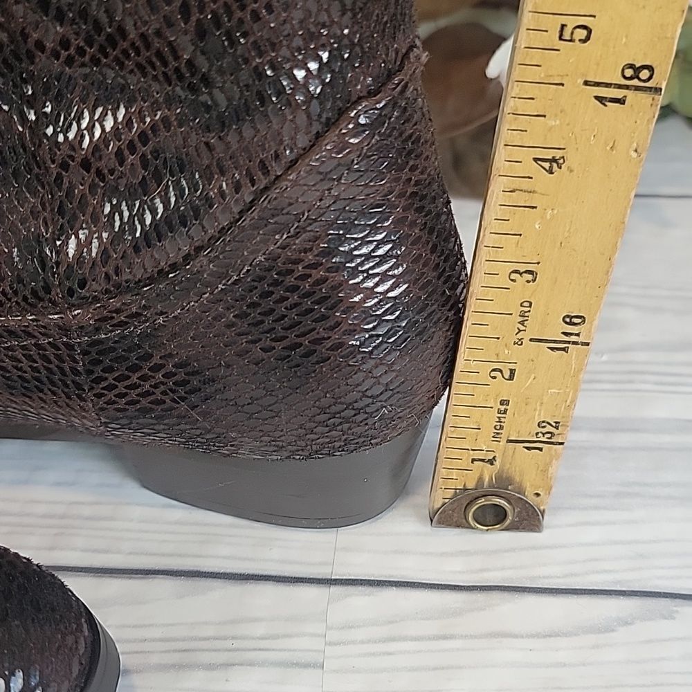 Honey Bee knee high python textured fabric boots … - image 8